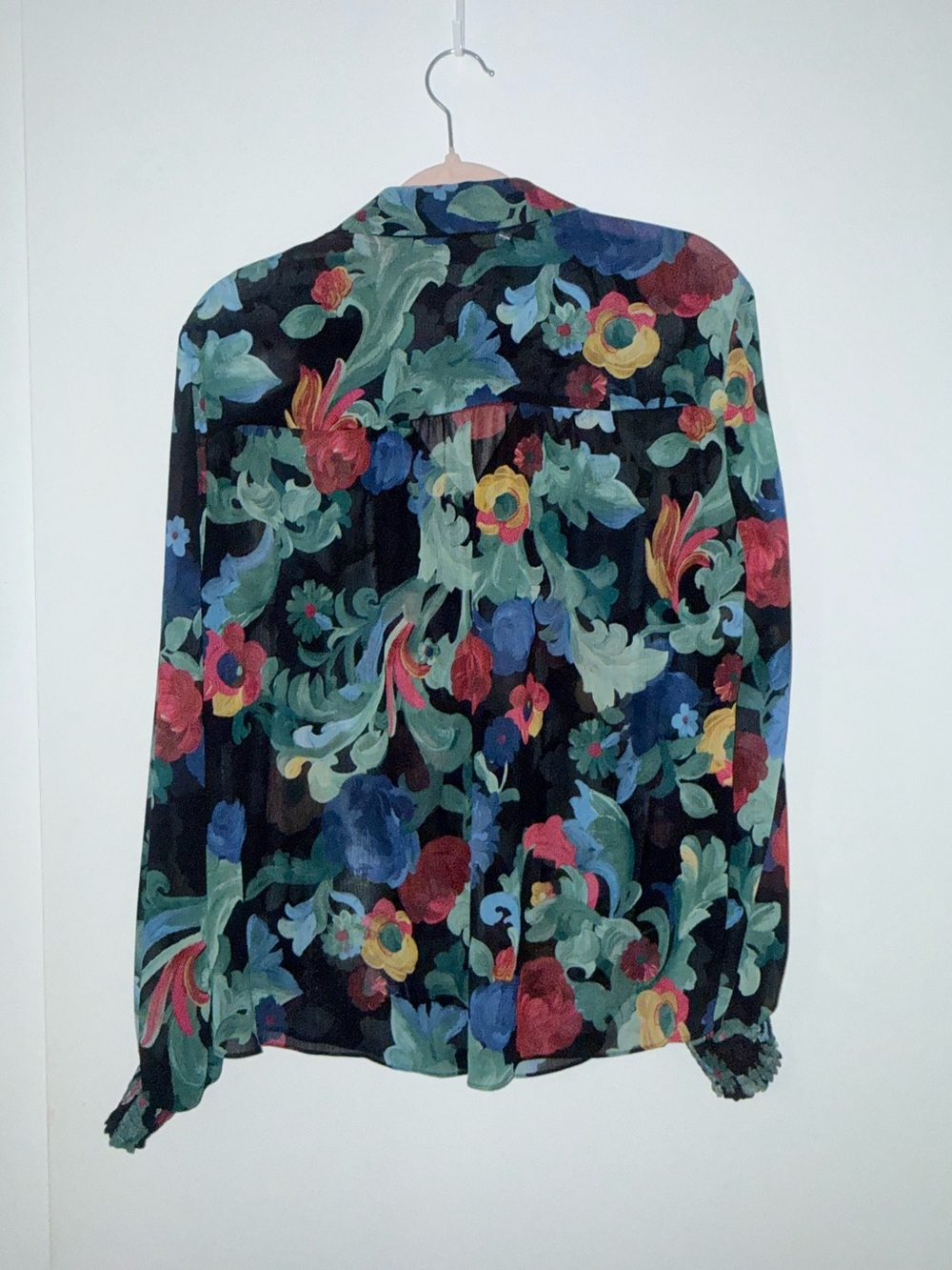Chico's Vibrant Floral Ruffled Button Blouse - Picture 3 of 3